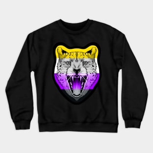 illustrated CHEETAH PRIDE series (non binary pride flag) Crewneck Sweatshirt